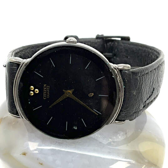 Designer Citizen Adjsutable Leather Strap Round Dial Analog Wristwatch image number 2