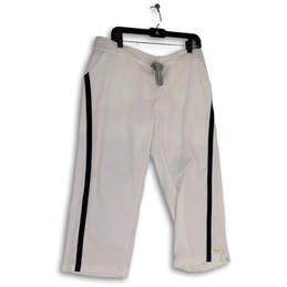 MWT Mens White Elastic Waist Low Rise Drawstring Cropped Pants Size XL