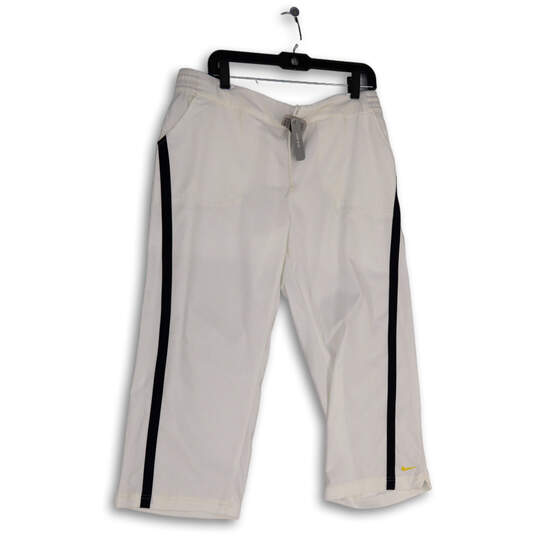 MWT Mens White Elastic Waist Low Rise Drawstring Cropped Pants Size XL image number 1