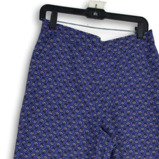 NWT Loft Womens Blue Floral Wide Leg High Rise Pull-On Ankle Pants Size M image number 3