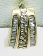 14K Yellow Gold 0.46 CTTW Baguette & Round Diamond Single Omega Back Earring 3.5g image number 1