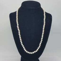 D? Sterling Silver Faux Pearl 24" Necklace 25.6g