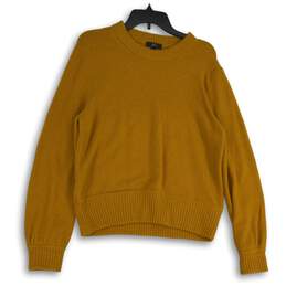 J. Crew Womens Yellow Knitted Long Sleeve Crew Neck Pullover Sweater Size L