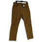 NWT Mens Brown Flat Front Straight Leg 5-Pocket Design Ankle Pants Size 34R image number 1