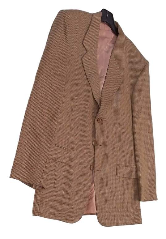 Mens Brown Houndstooth Long Sleeve Notch Collar 3 Button Blazer Jacket Size 40R image number 1