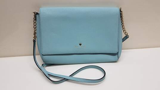 Buy the Kate Spade Charlotte Street Alek Blue Hydrangea Crossbody Shoulder  Bag | GoodwillFinds