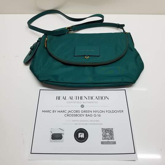 AUTHENTICATED Marc by Marc Jacobs Green Nylon Foldover Crossbody Bag image number 1
