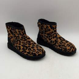 UGG Womens Brown Black Leopard Print Classic Mini Slip-On Winter Boots Size 8 alternative image