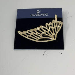 Designer Swarovski Gold-Tone Rhinestone Butterfly Shape Brooch Pin