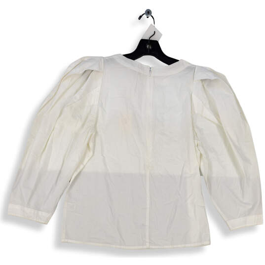 NWT Womens White 3/4 Sleeve Round Neck Blouse Top Size Medium image number 2