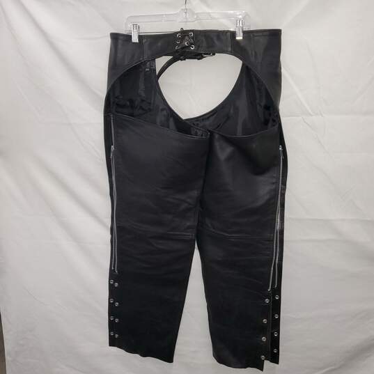 Xelement Black Leather Zip Leg Riding Chaps Size 4XL(46) image number 2