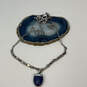 Designer Lucky Brand Silver-Tone Chain Lobster Clasp Blue Pendant Necklace image number 1