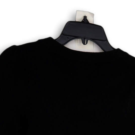 NWT Womens Black Crew Neck Tight-Knit Balloon Sleeve Pullover Sweater Sz M image number 4