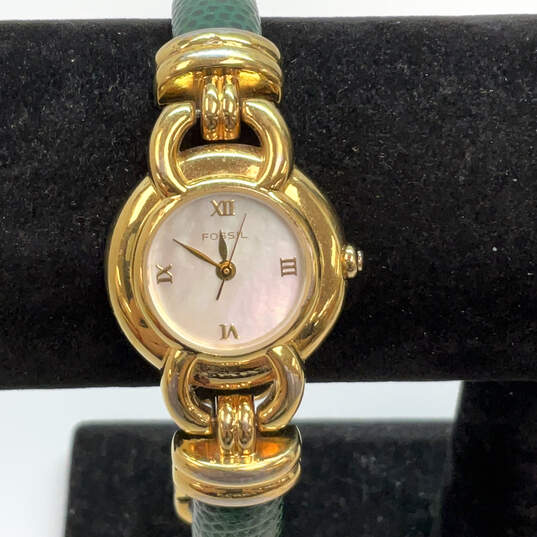 Designer Fossil ES-8685 Gold-Tone Water Resistant Analog Wristwatch image number 1