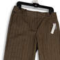 NWT Women Brown Pin Striped Flat Front Pockets Wide Leg Dress Pants Size 10 image number 3