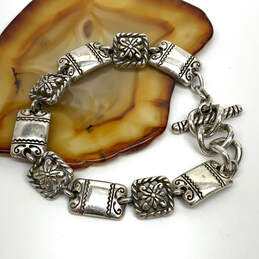 Designer Brighton Silver-Tone Scrolled Etched Toggle Clasp Chain Bracelet alternative image