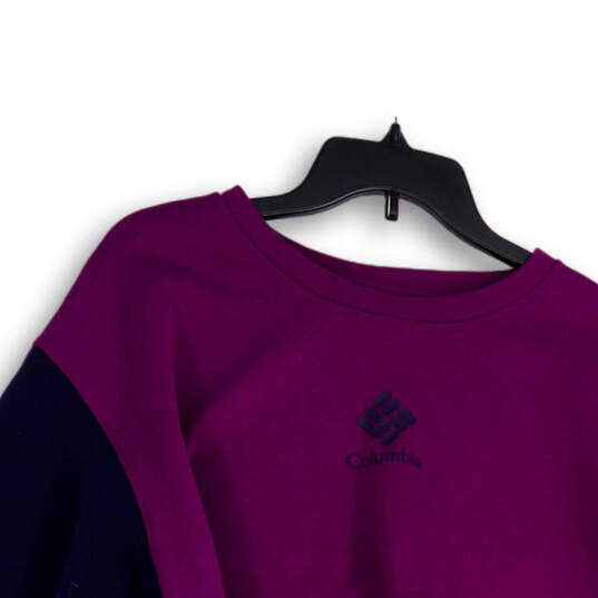 Womens Purple Blue Colorblock Long Sleeve Pullover Sweatshirt Size 1X image number 3