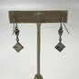 Designer P Locke Silver-Tone Hanging Square Shape Dangle Earrings image number 1