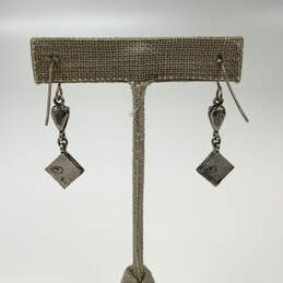 Designer P Locke Silver-Tone Hanging Square Shape Dangle Earrings