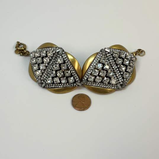 Designer J. Crew Gold-Tone Clear Rhinestone Adjustable Chain Bracelet image number 3
