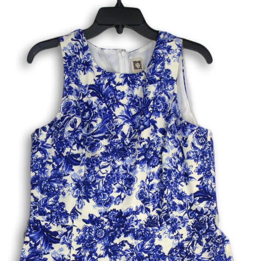 Womens Blue White Floral Sleeveless Tie Waist Fit & Flare Dress Size 12 image number 3