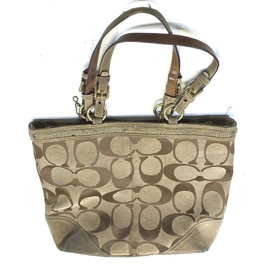 COACH 10445 Brown Signature Canvas Tote Bag image number 2