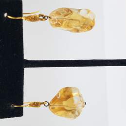 Jaded 10K Gold Citrine Nugget Dangle Earrings 13.3g
