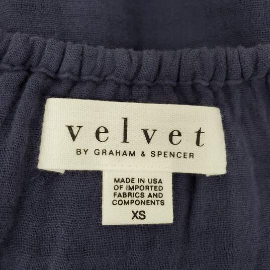 Velvet By Graham & Spencer100% Cotton Blue Gauze Blouse Size XS image number 4