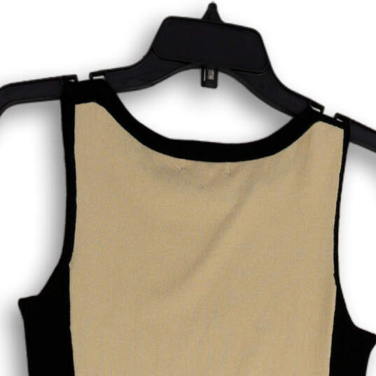 Womens Beige Black Round Neck Sleeveless Pullover Tank Top Size Small image number 4