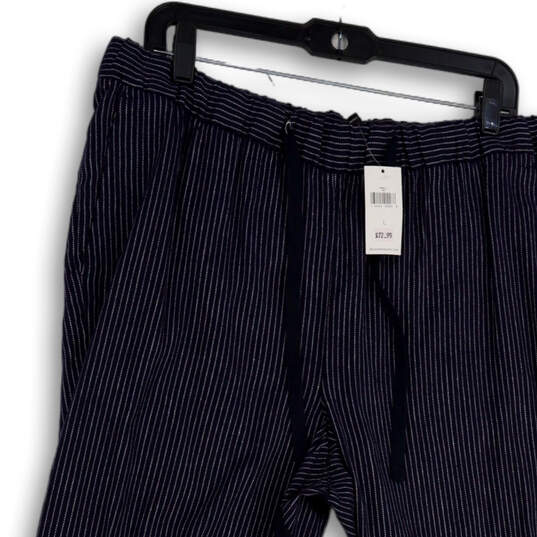 NWT Womens Blue Striped Flat Front Drawstring Harem Pants Size Large image number 3