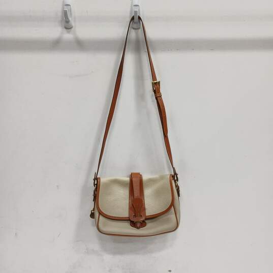 Vintage Dooney & Bourke Beige/Brown Leather Crossbody Bag image number 3