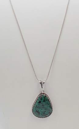 Artisan Sterling Silver Israel Chrysocolla Pendant Necklace 13.6g