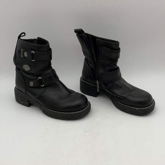 Buy the Harley Davidson Womens Black Leather Round Toe Ankle Biker ...