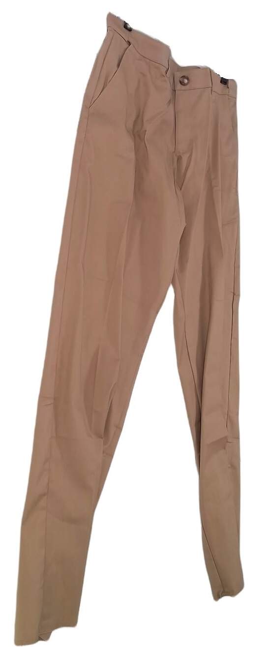 NWT Mens Tan Regular Fit Flat Front Pockets Straight Leg Dress Pants image number 3