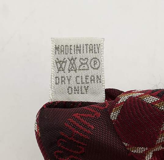 Moschino Brick Red Checkered Logo Hearts & '?' Silk Tie image number 6