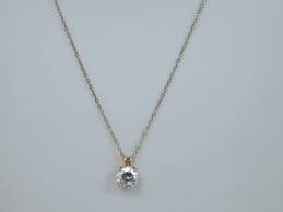 E Pearl 14K Yellow Gold Cubic Zirconia Pendant Cable Chain Necklace 2.2g alternative image