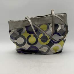 Coach Womens Silver Purple Double Strap Inner Pockets Logo Charm Tote Bag alternative image