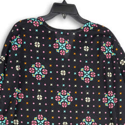 NWT Womens Multicolor Floral Split Neck Long Sleeve Tunic Top Size Large