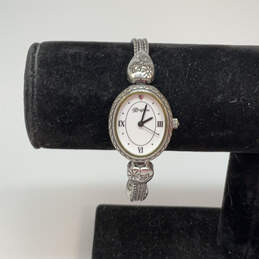 Designer Brighton Marbella Silver-Tone White Oval Dial Analog Wristwatch