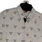 Mens White Signature Print Collared Short Sleeve Button-Up Shirt Size Small image number 3