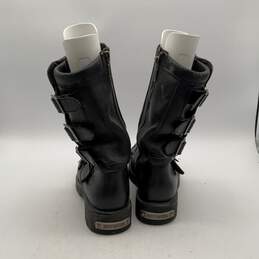 Harley-Davidson Mens Black Leather Round Toe Buckle Side Zip Biker Boots Size 12