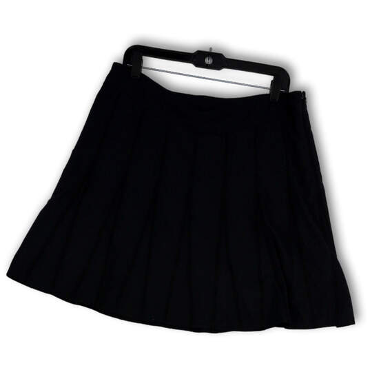 Womens Black Pleated Regular Fit Side Zip Short A-Line Skirt Size 12 image number 2