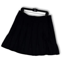 Womens Black Pleated Regular Fit Side Zip Short A-Line Skirt Size 12 alternative image