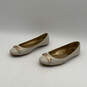 Womens Beige Leather Round Toe Comfort Slip-On Ballet Flats Size 7 image number 2