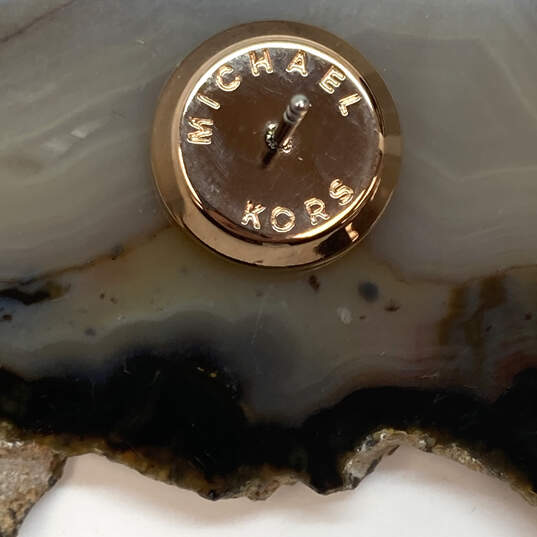 Designer Michael Kors Gold-Tone MK Logo Round Stud Earrings w/ Dustbag image number 4