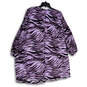 Womens Purple Printed Long Sleeve Round Neck Back Keyhole Mini Dress Size L image number 2