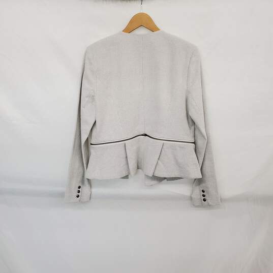 Carol Anderson For Cabi White & Black Cotton Blend W/ Zipper Detail Blazer Jacket WM Size 8 NWT image number 2