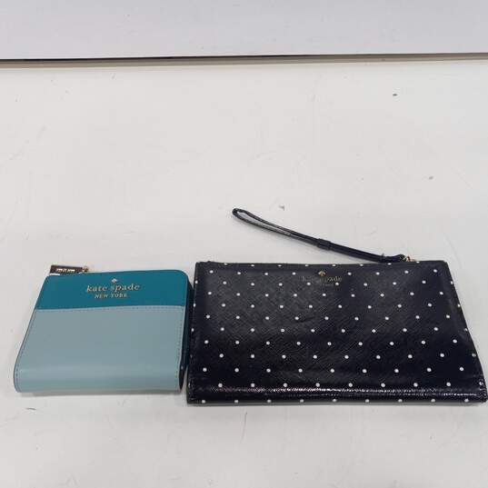 Kate Spade Black Wristlet & Green Bi-Fold Wallet 2pc Bundle image number 1