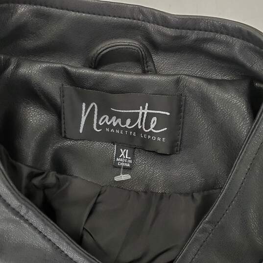 Nanette Lepore Sequin Zip Up Faux Leather Jacket Size XL image number 3