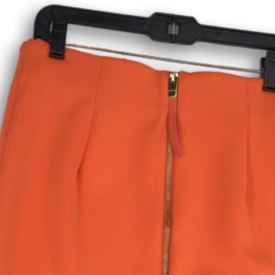 NWT Catherine Malandrino Womens Orange Back Zip Straight & Pencil Skirt Size 6 image number 4